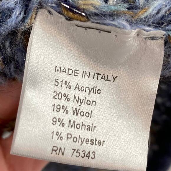 Maryline Cardigan Open Front Wool Mohair Blend Blue Metallic Size Medium - Picture 6 of 7